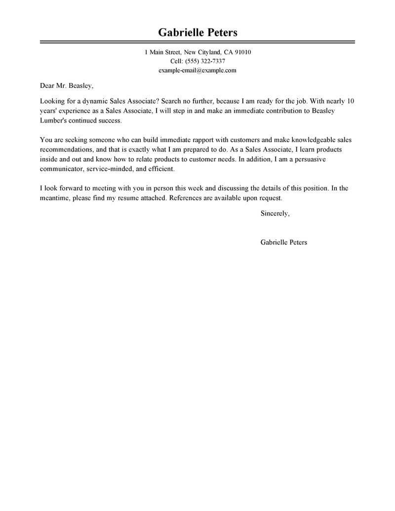 Sales associate Cover Letter Best Sales Cover Letter Examples