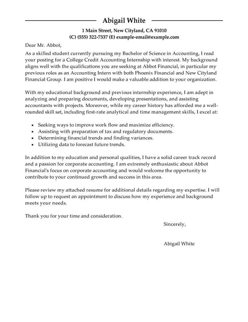 Cover Letter for Finance Internship Best Training Internship College Credits Cover Letter