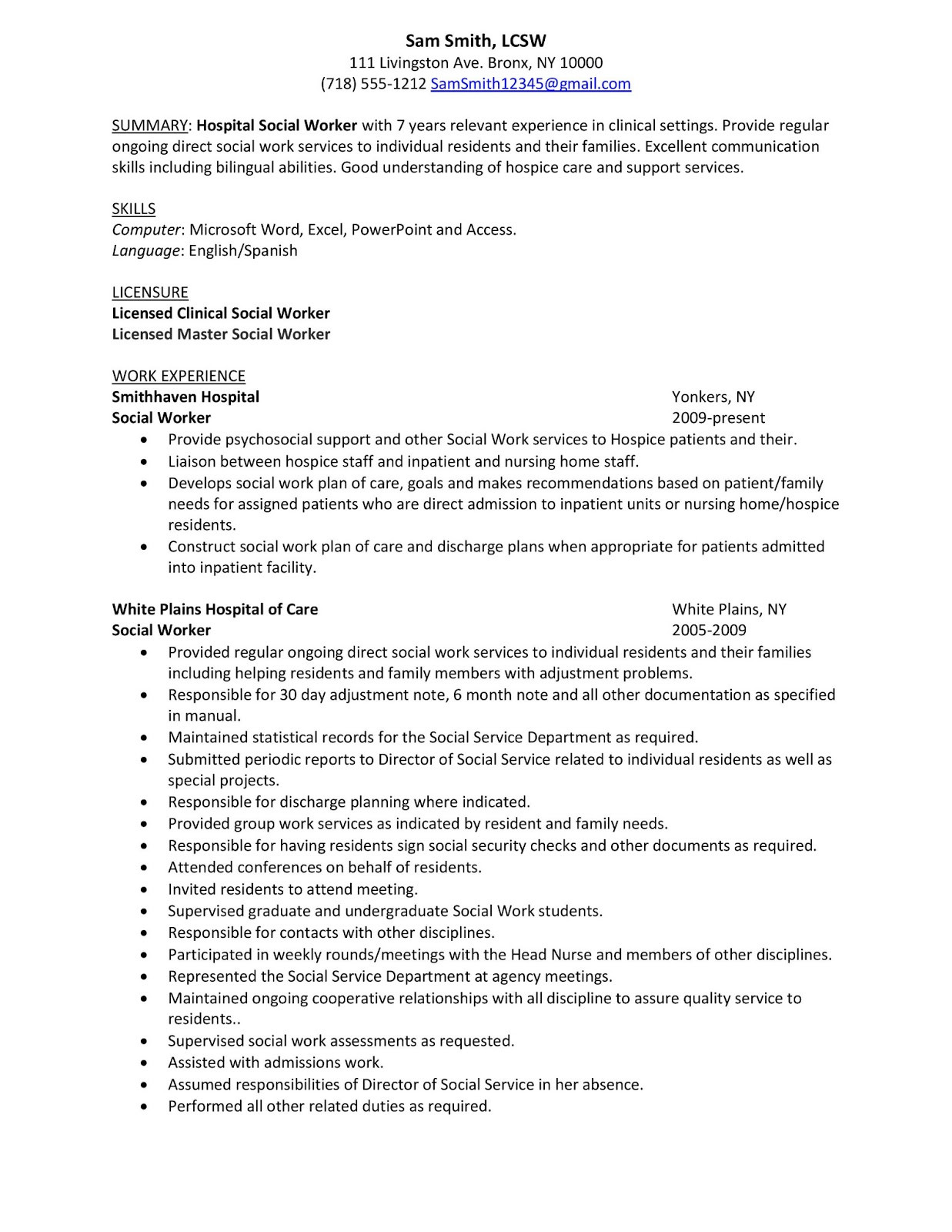 Hospice social Worker Resume Sample Resume Hospital social Worker