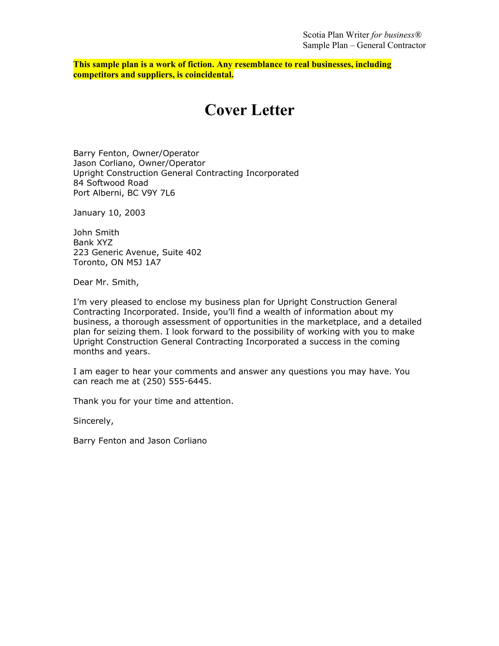 Business Proposal Cover Letter Examples PDF