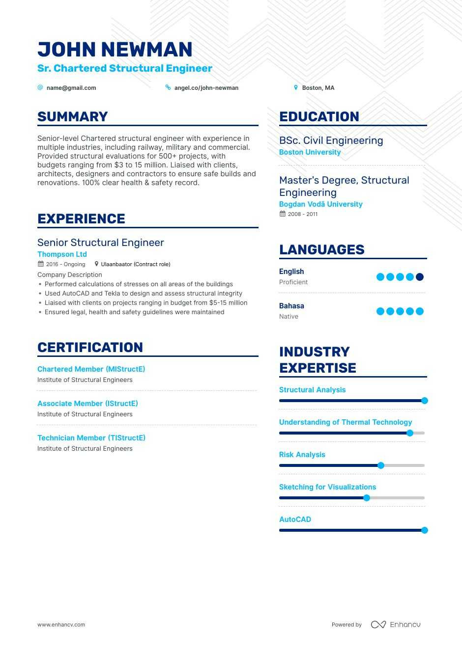 Structural Engineer Resume Example Structural Engineer Resume Examples Do’s and Don’ts for 2020