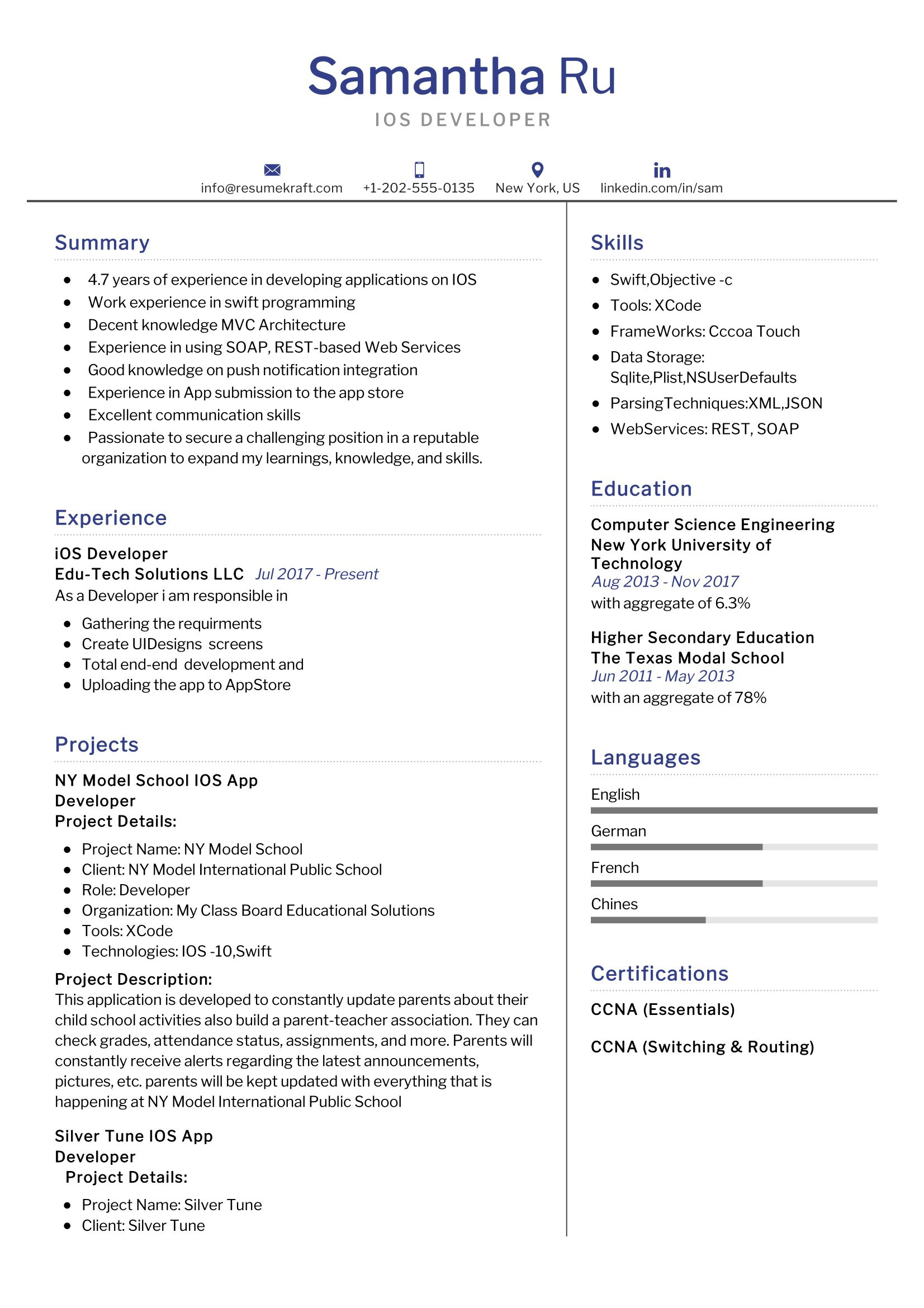 Ios Developer Resume Sample Ios Developer Resume Sample Resumekraft