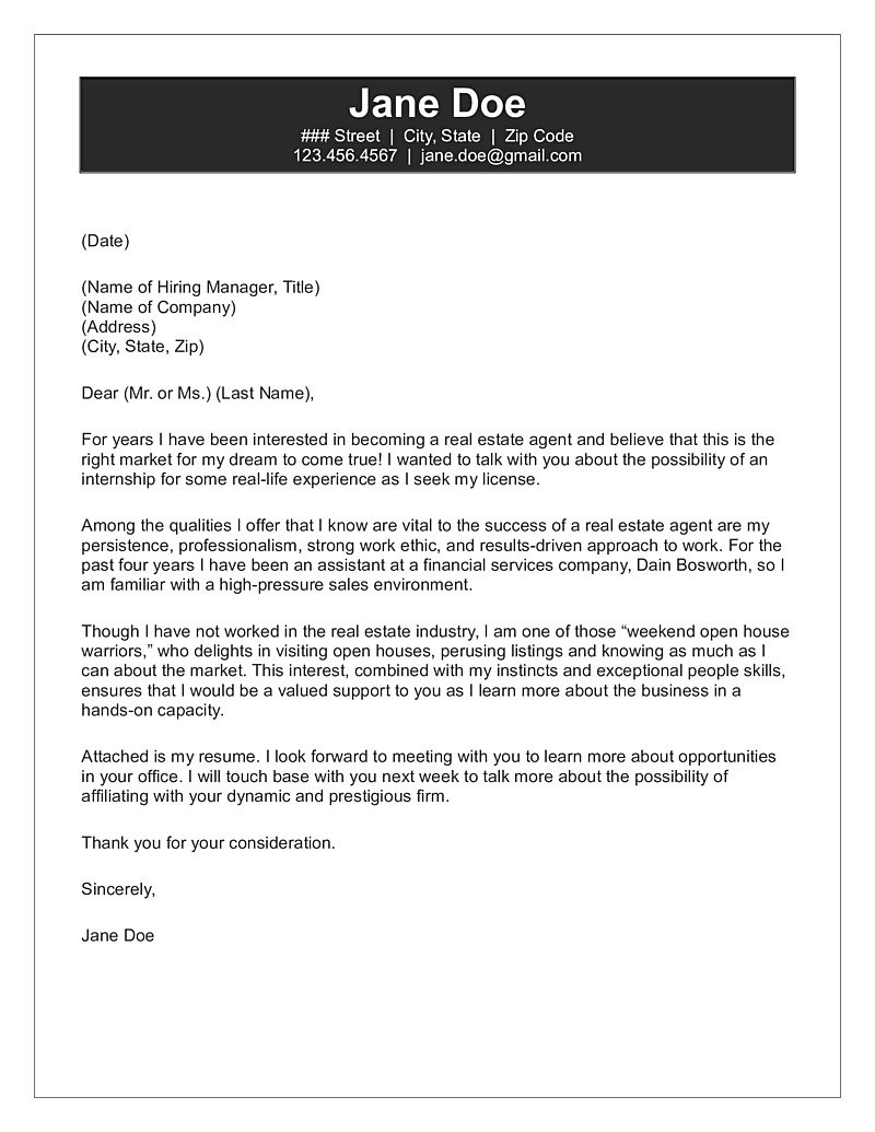 Real Estate Cover Letter Samples – Evie Barlow