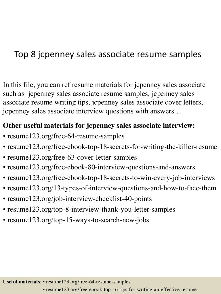 Jcpenney Sales associate Resume top 8 Jcpenney Sales associate Resume Samples