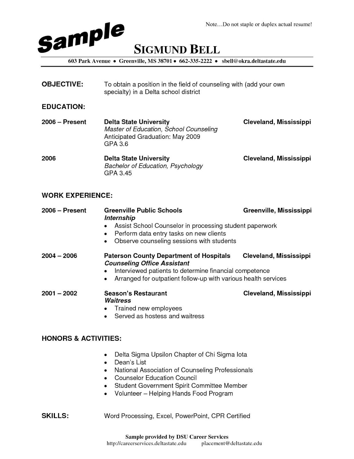 School Counselor Resume Examples School Counselor Resume Sample School Counselor Resume